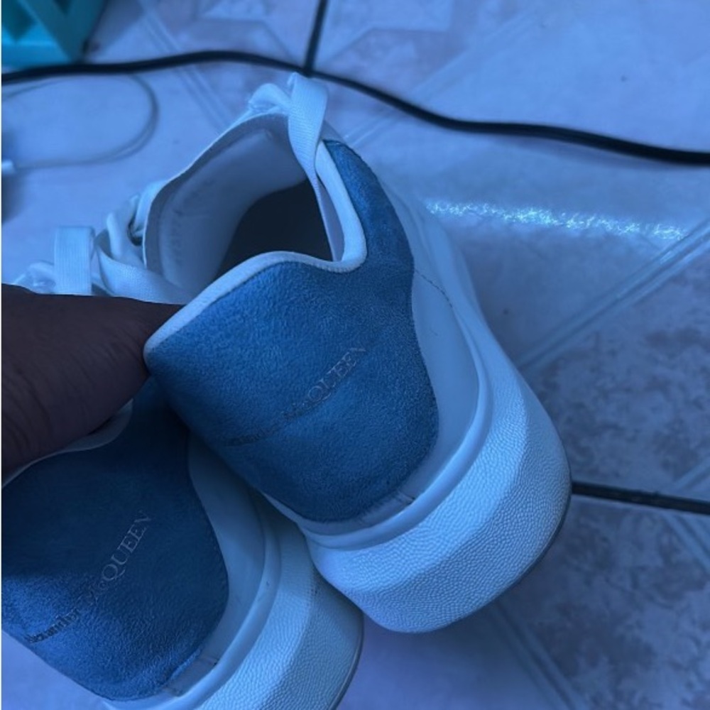 Alexander McQueen Blue Suede Heel Sneakers
